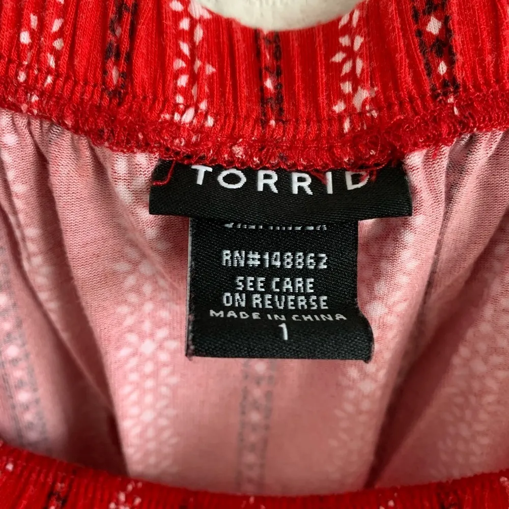 Torrid Border Print Off Shoulder Top Bohemian Southwest Red Line 1X - Image 5