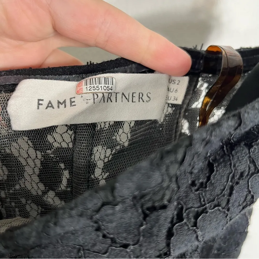 Fame and Partners Mariposa Black Lace Strapless Midi Dress Size 2 - Image 5