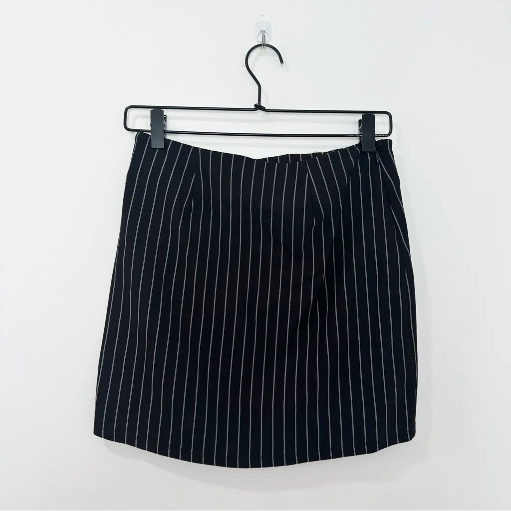 Naked Wardrobe Stripe Out Mini Skirt in Black Pinstripe size Small - Image 4