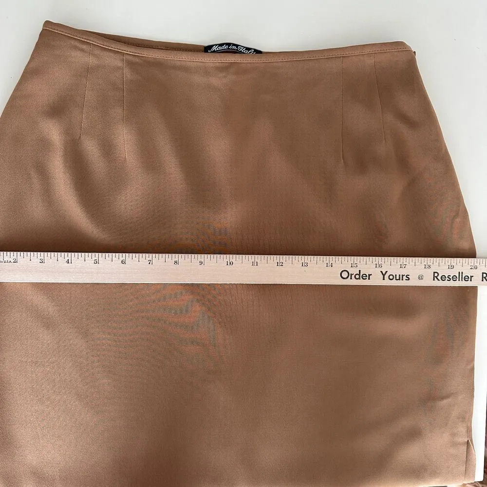 Valentino Miss V Pencil Skirt 28'' Minimalist Old Money Quiet Luxury Made Italy Brown - Image 8