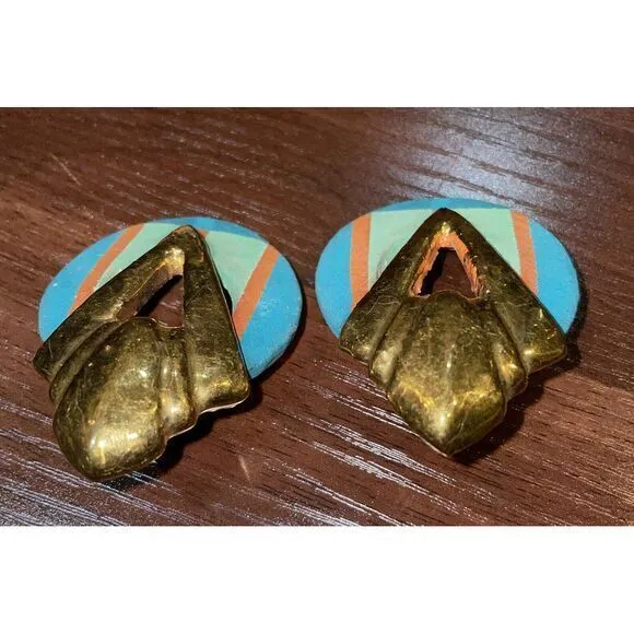 signed Native American Earrings Hand - Image 5