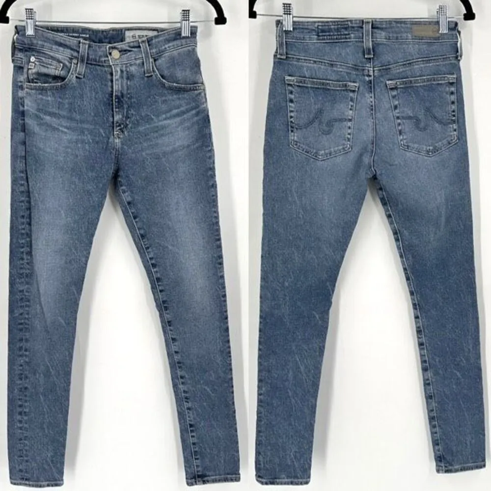 AG Jeans The Farrah Skinny Ankle high rise Blue Medium Wash‎ Whiskering Size 26R - Image 2