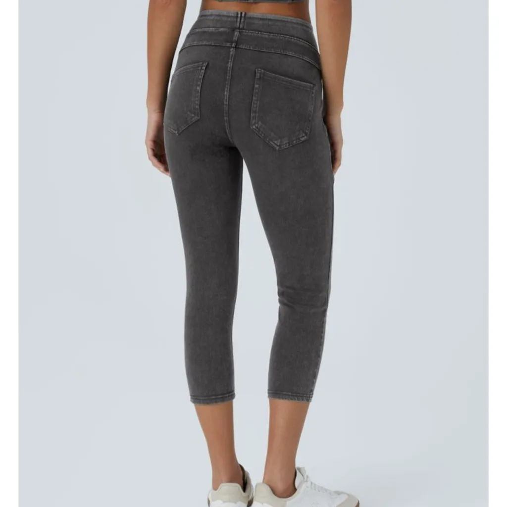 NWT Halara Flex High Waisted Pocket Denim Capri Casual Leggings size M jegging - Image 3