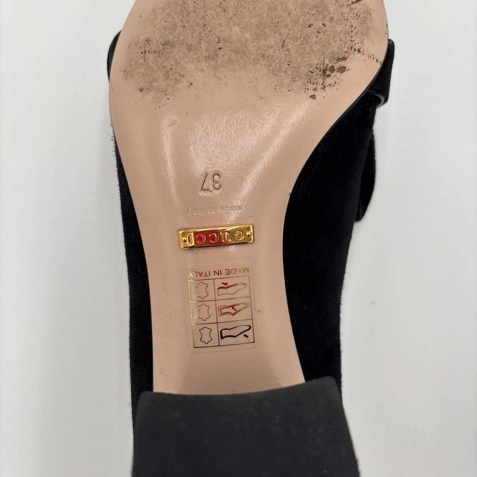 Gucci Marmont GG Fringe Kiltie Block Mid Heel Loafer Pumps Black Suede Size 37 - Image 12