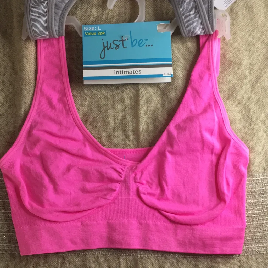 New Bundle of 2 Animal Print/Neon Pink Sports Bras Stretchy Soft Size Large - Image 3