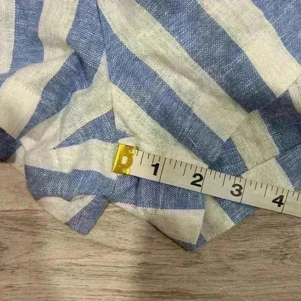 Love Tree Blue White Stripe Linen Blend Shorts Elastic High Waist Pull On Size M - Image 9