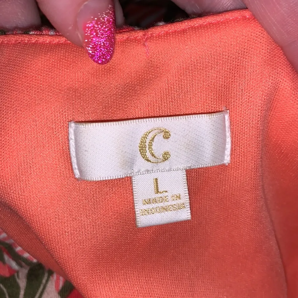 green pink leaf pattern sleeveless summer dress - Image 8