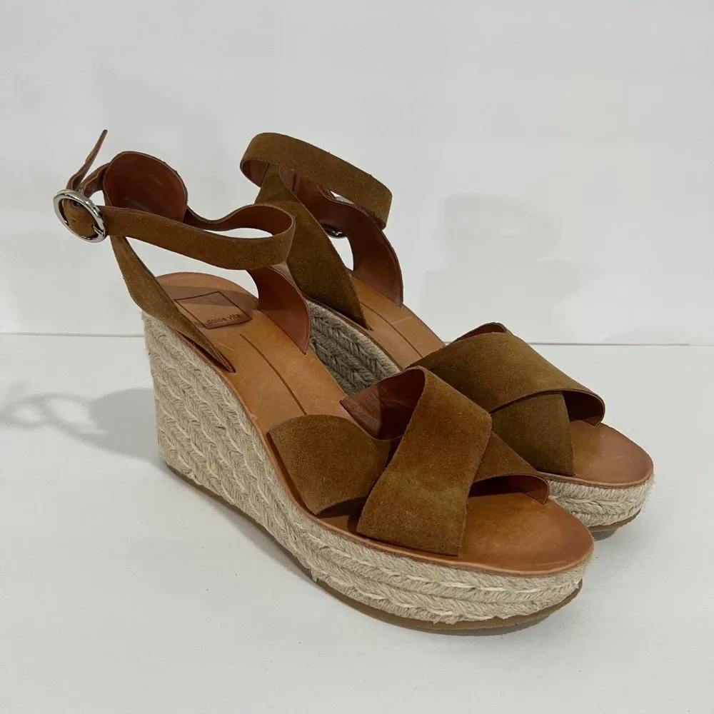DOLCE VITA Pello Brown Suede Womens Espadrille Wedges Size 10 - Image 72