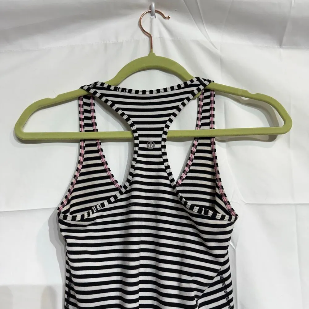 Lululemon Black Striped Razorback Tank Sz 4 - Image 6