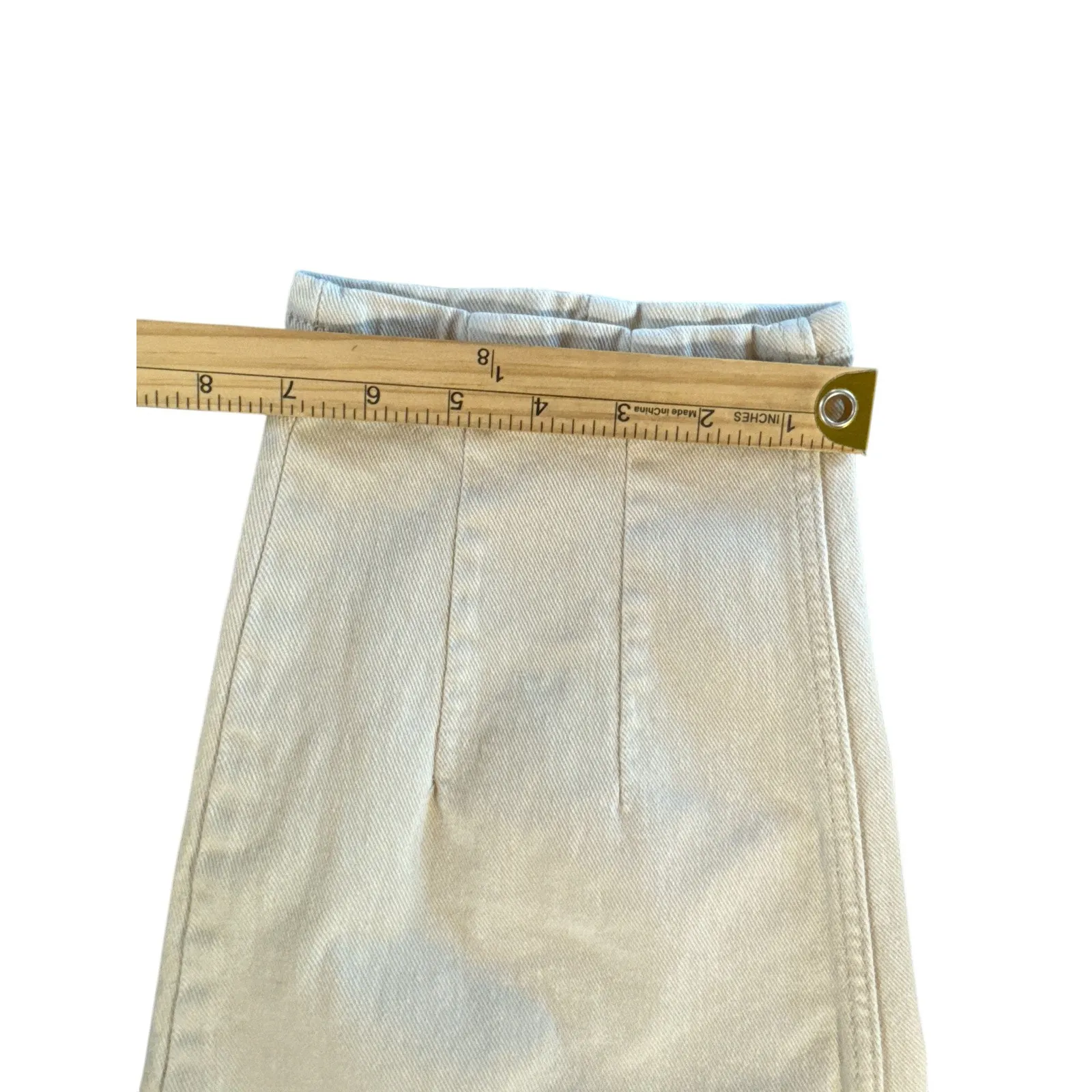 Ophelia Roe Cream Barrel-Leg Jeans 1X | High Rise | Stretch | Elastic Back Waist - Image 5