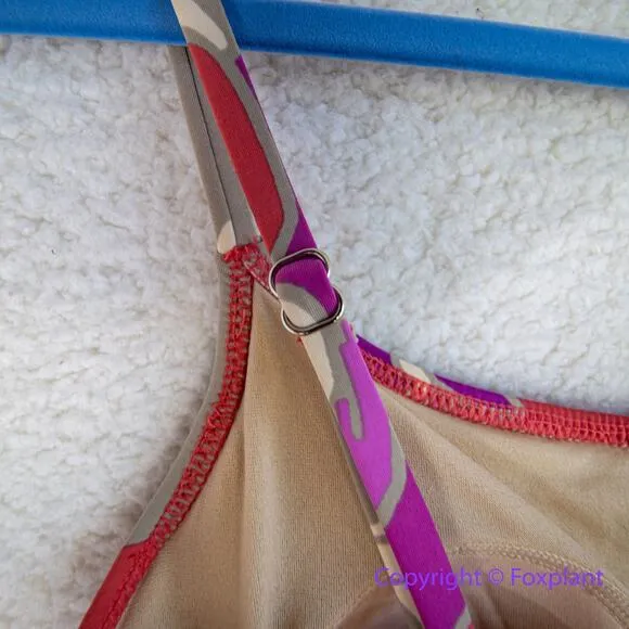 Garnet Hill One Piece Swimsuit‎ floral print, pink purple, women size 8 - Image 8