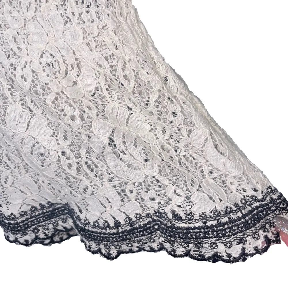 Hazel Lace Ruffle Babydoll Top Women Small Floral Boho Dainty Feminine Hippie White - Image 10