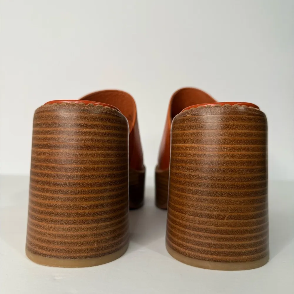 Jeffrey Campbell Anthropologie Women's Orange Honey Leather Platform Mules 7.5 - Image 8