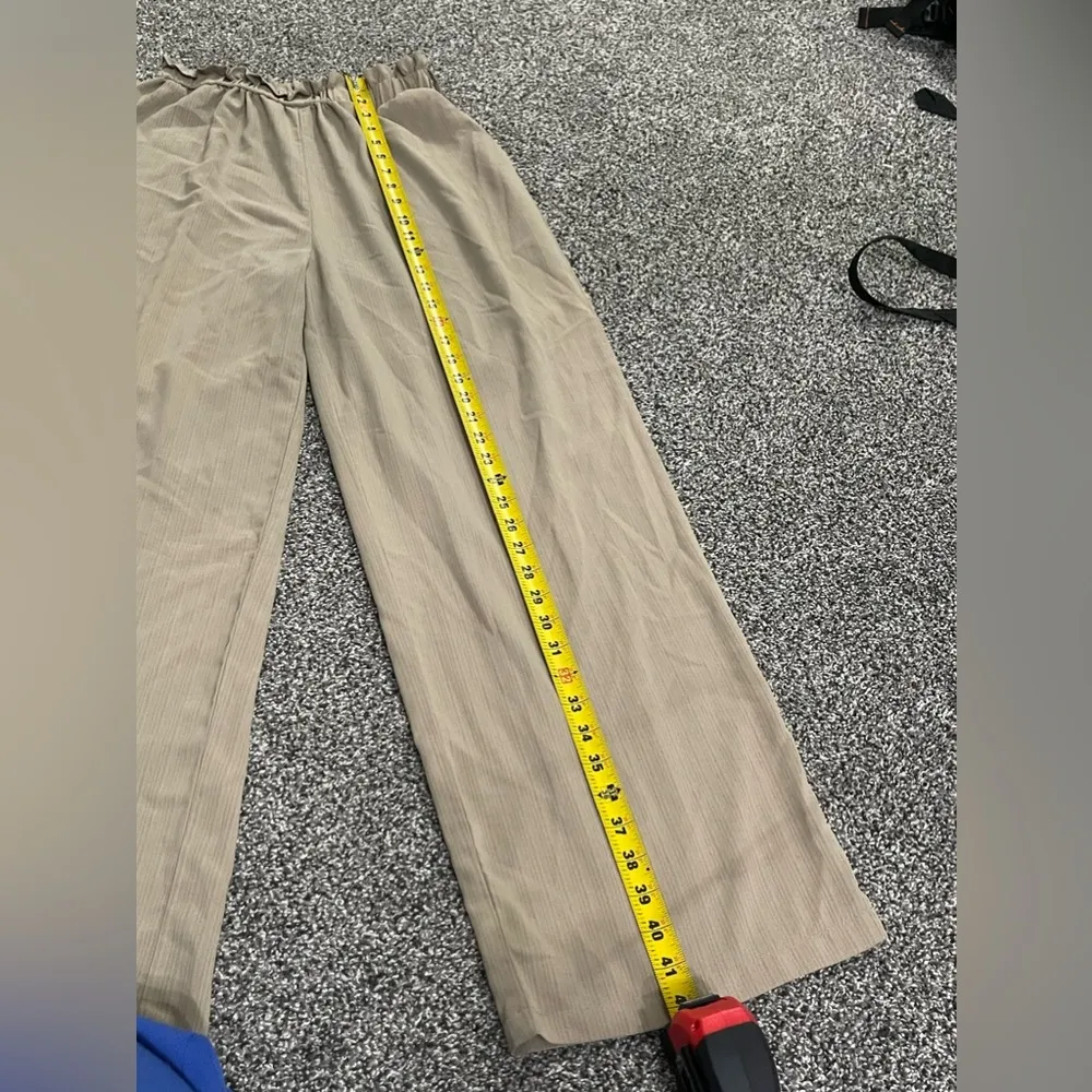 Shein tan stretchy wide leg high waisted business casual pants with pockets L - Image 6