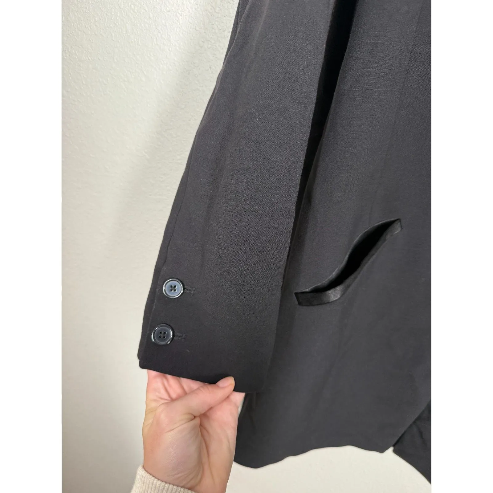 Silence + Noise Womens Black Longline Blazer Jacket Sz L Preppy Academia Classic - Image 3