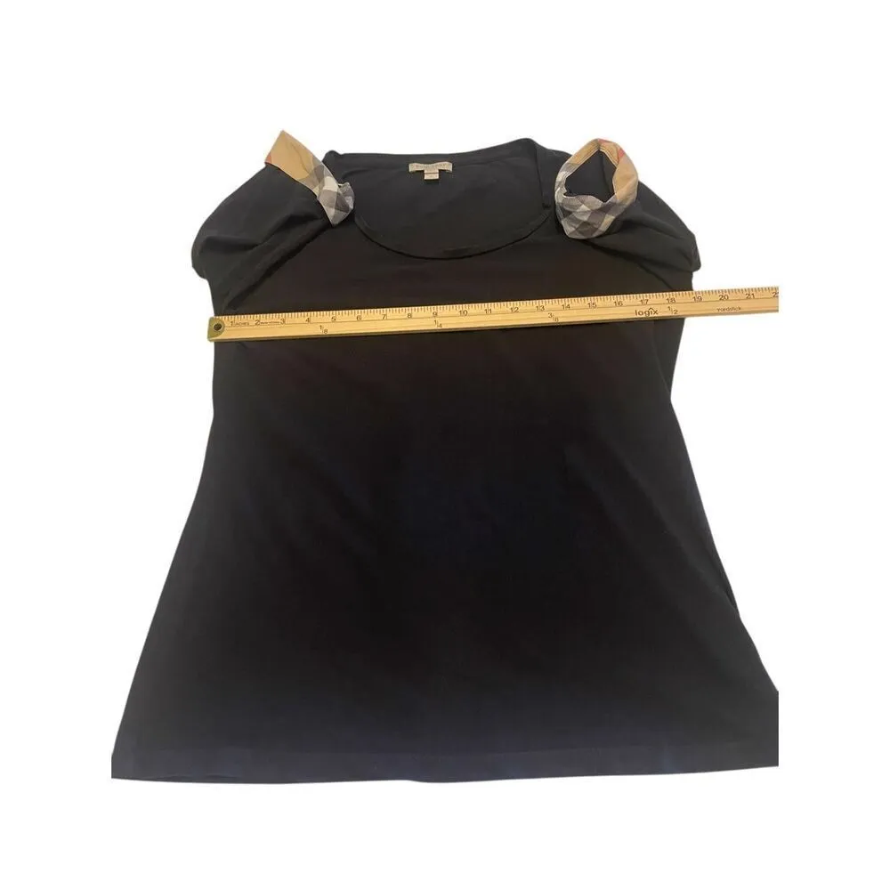 Burberry Brit Scoop Neck Jersey Tee Blouse Blavk Size L - Image 5