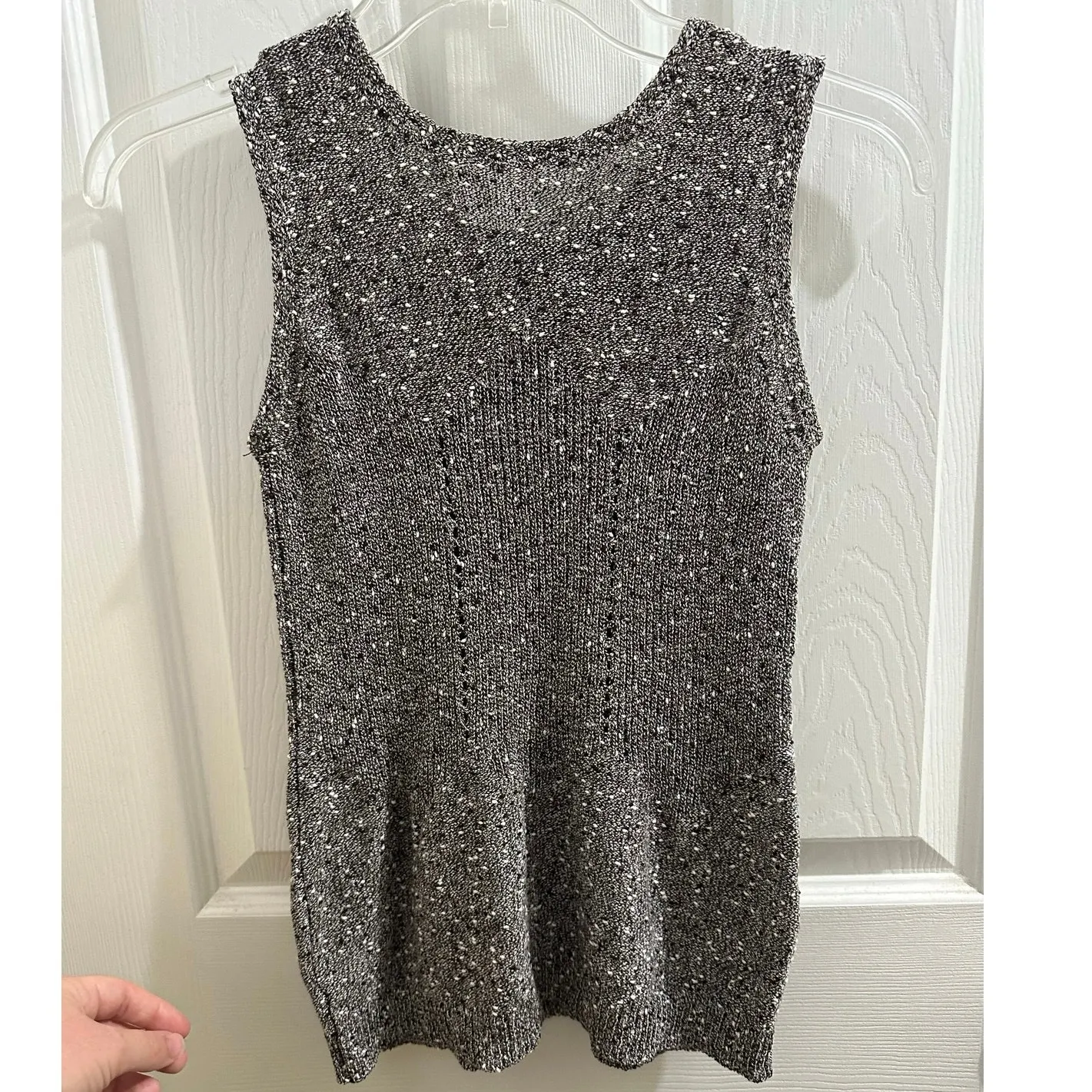 Vintage Handmade Sleeveless Knit Top Brown & Cream Slub/Bumpy Knit Small S - Image 2