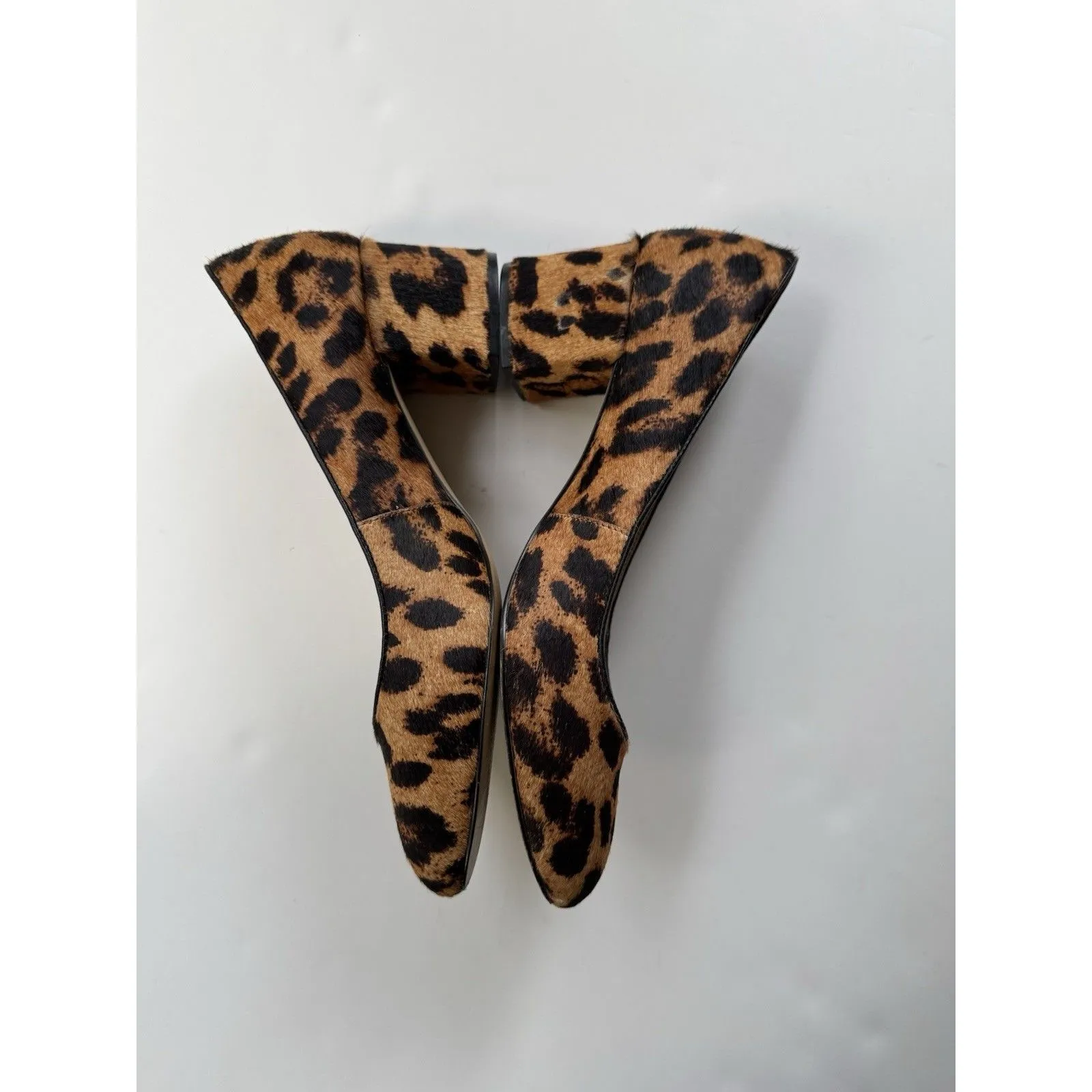 Talbots Calf Hair Cheetah Print Block Heel Pumps Size 9.5 Round Toe Business - Image 7