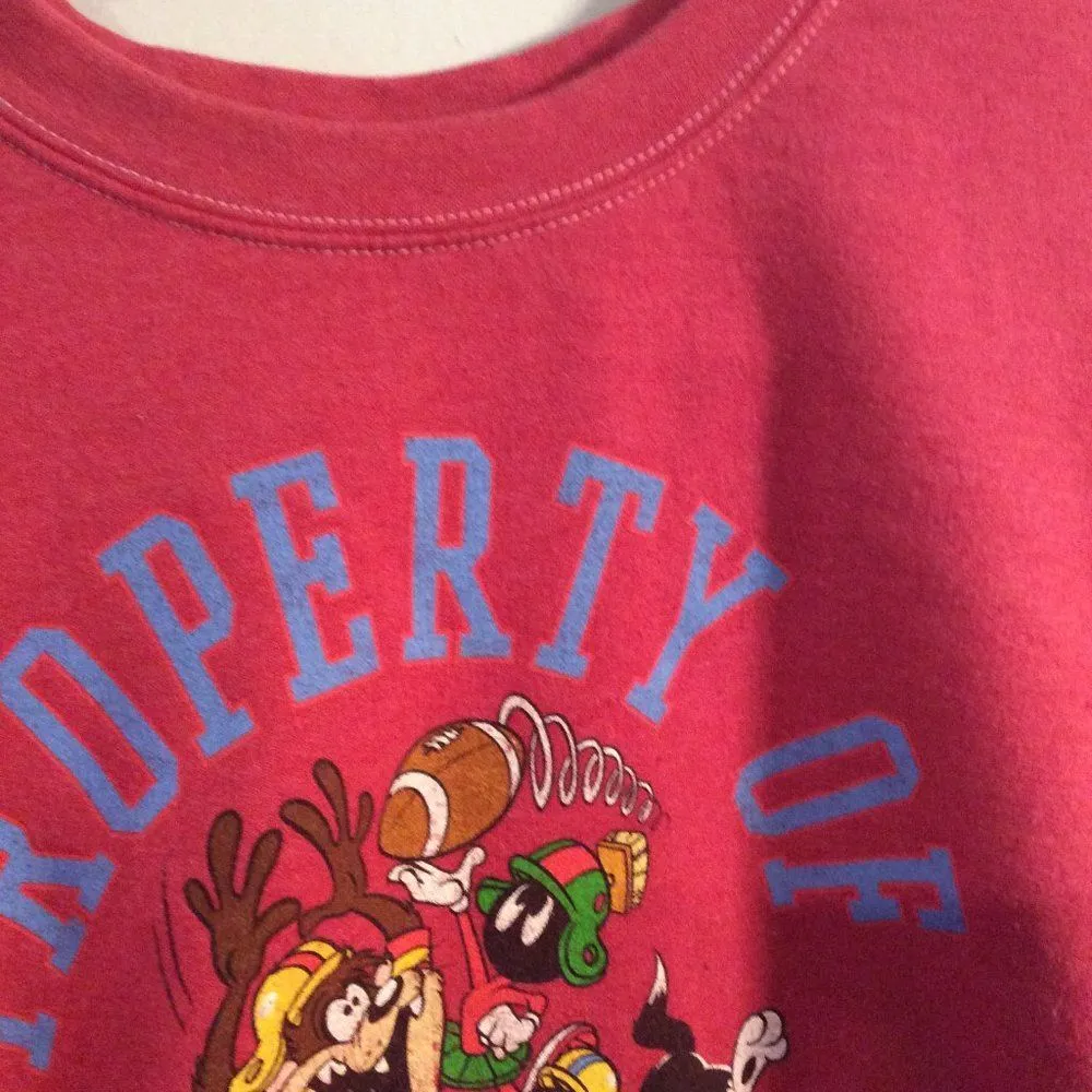 Looney Tune cropped sweat shirt womens red Large L - Image 5