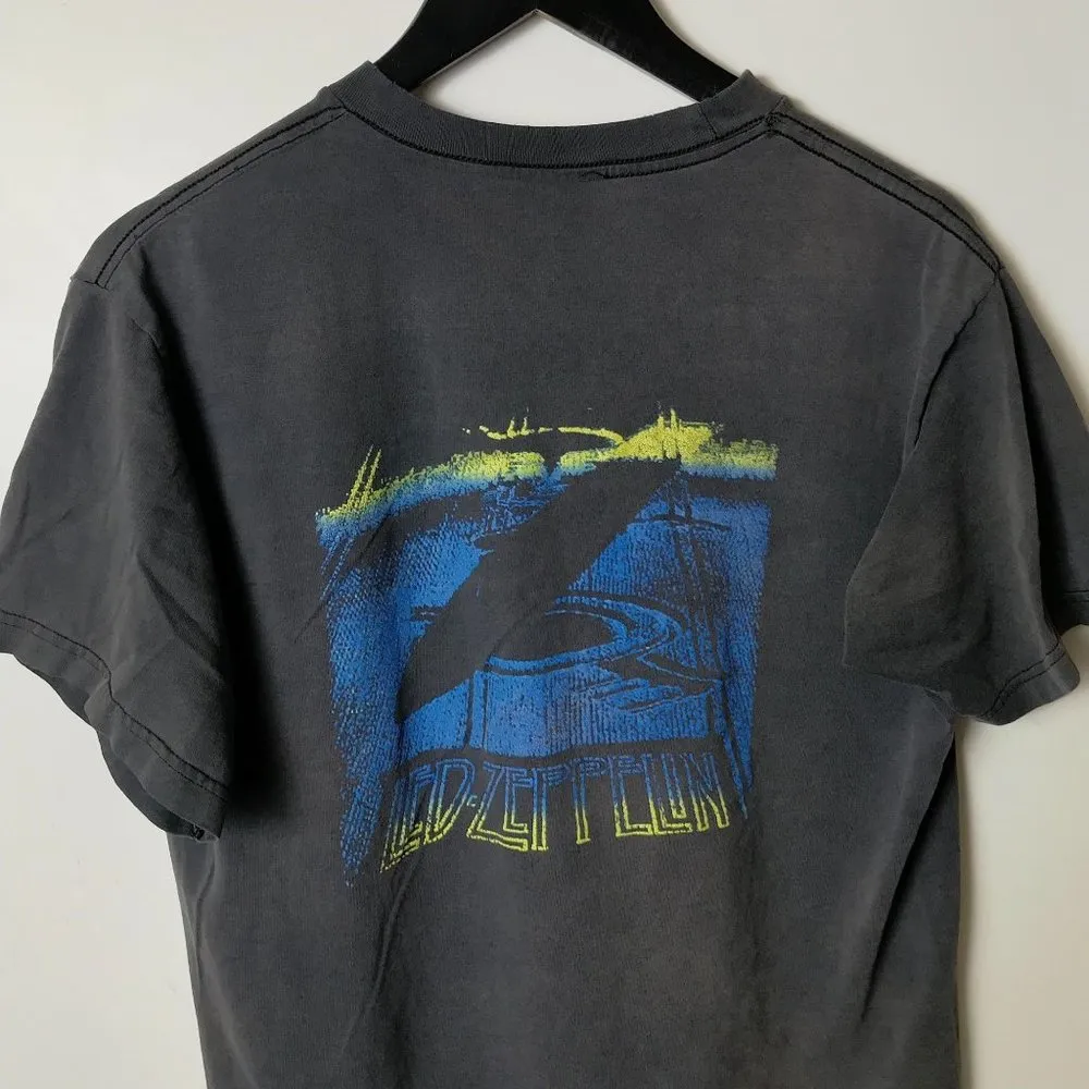 1995 Vintage Led Zeppelin Band Promo Tee T Shirt Gray Large L Distressed - Image 6