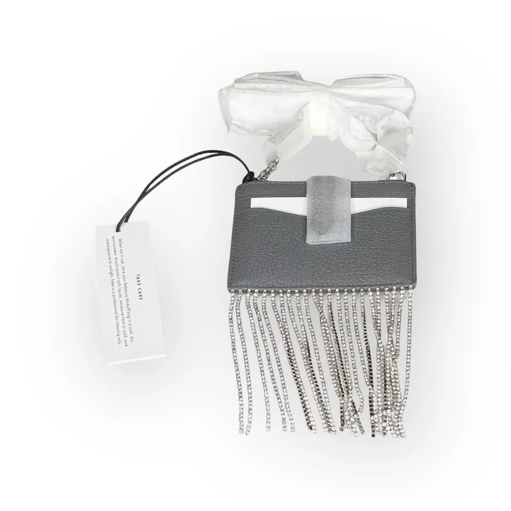 new Rebecca Minkoff ᯾ Leather Crystal Fringe Card Case Chain Handbag ᯾ Steel - Image 13