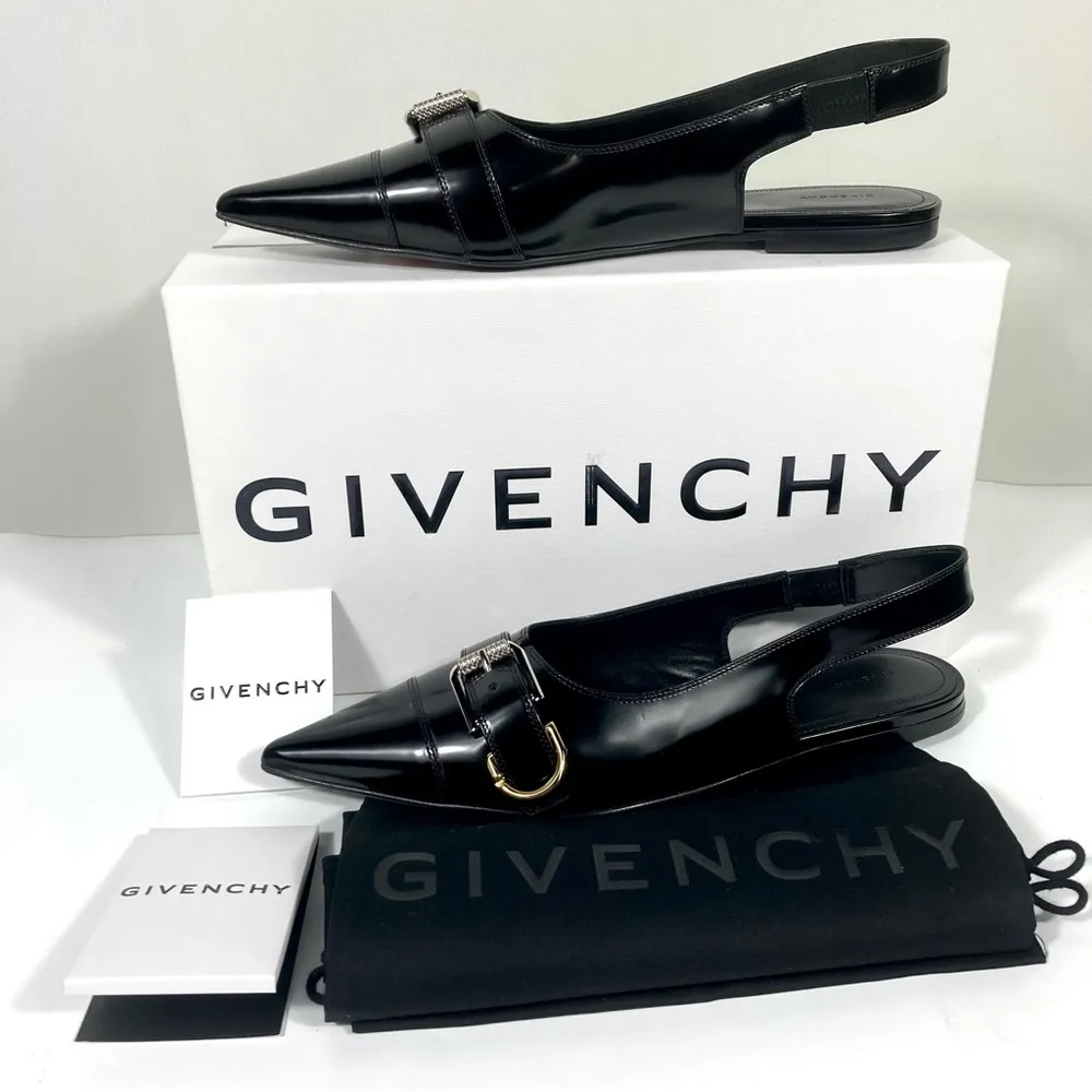 Givenchy Voyou Pointed Toe Slingback Ballet Flat Black 39.5 NEW - Image 3