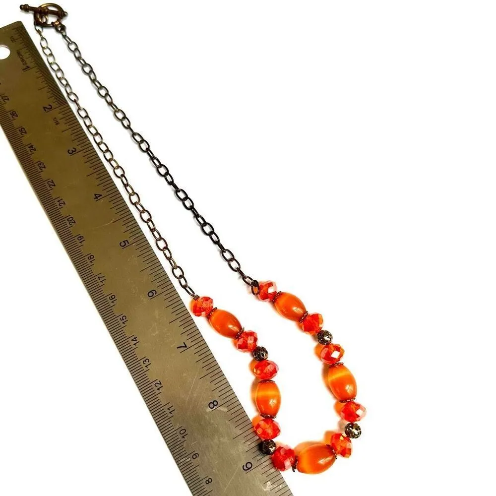 Orange crystal glow beaded necklace - Image 7