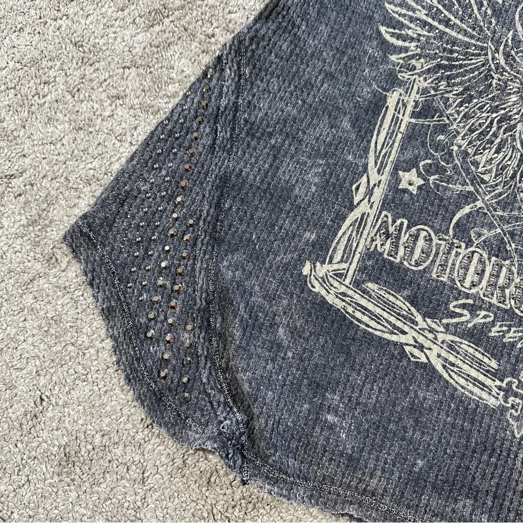 Vocal Women’s Rebel Rock Race Team Motorcycle Club Tee Embellished Graphic L - Image 5