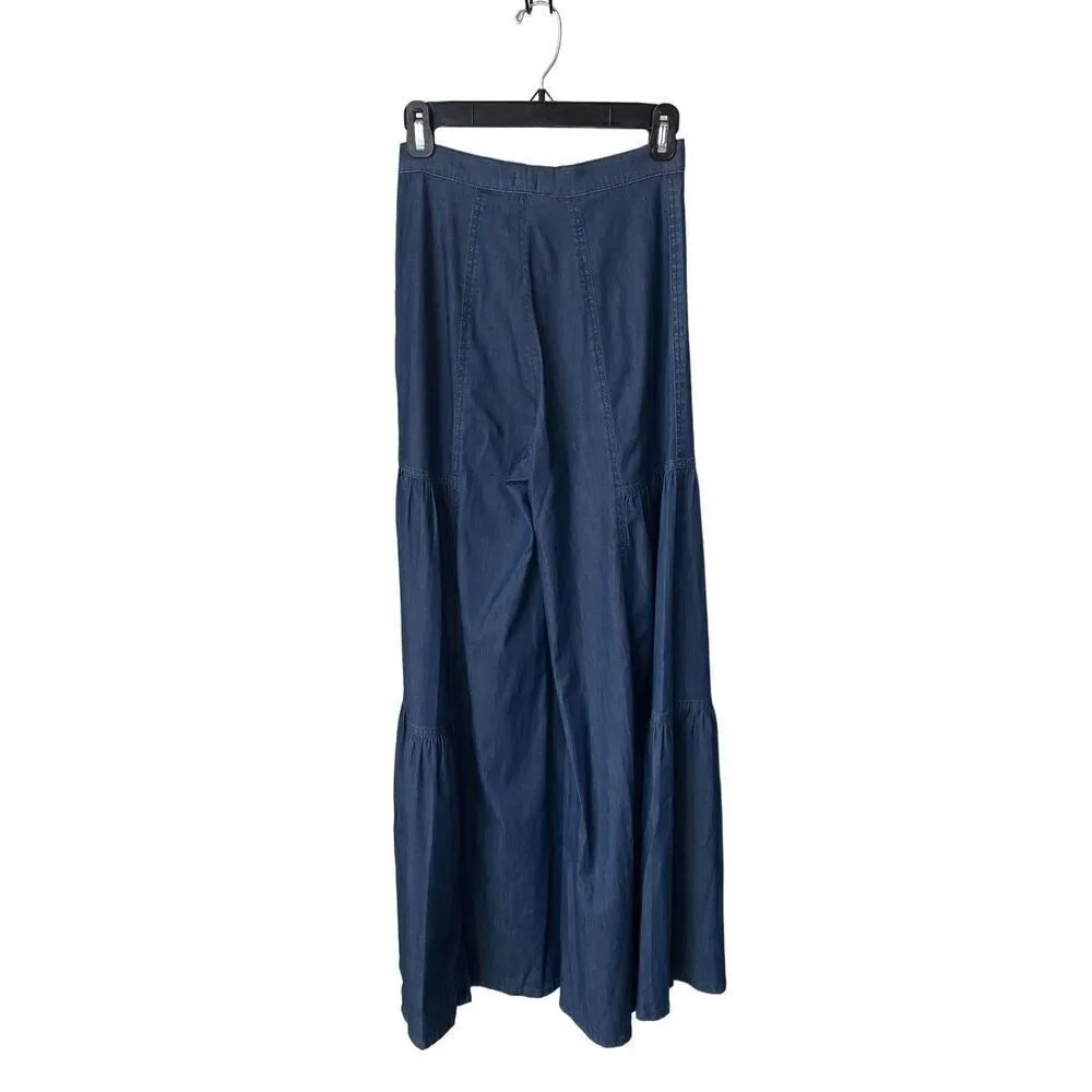 WARM Tiered Wide Leg Palazzo Pants Blue Size XS - Image 6