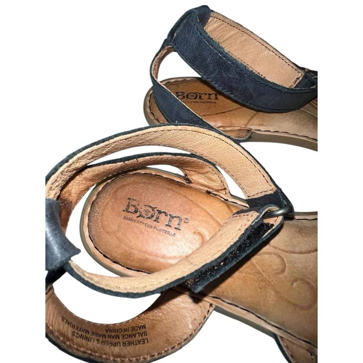 Børn Black Leather Ankle Strap Sandals Women’s Comfort Walking Shoes Size 8 - Image 2