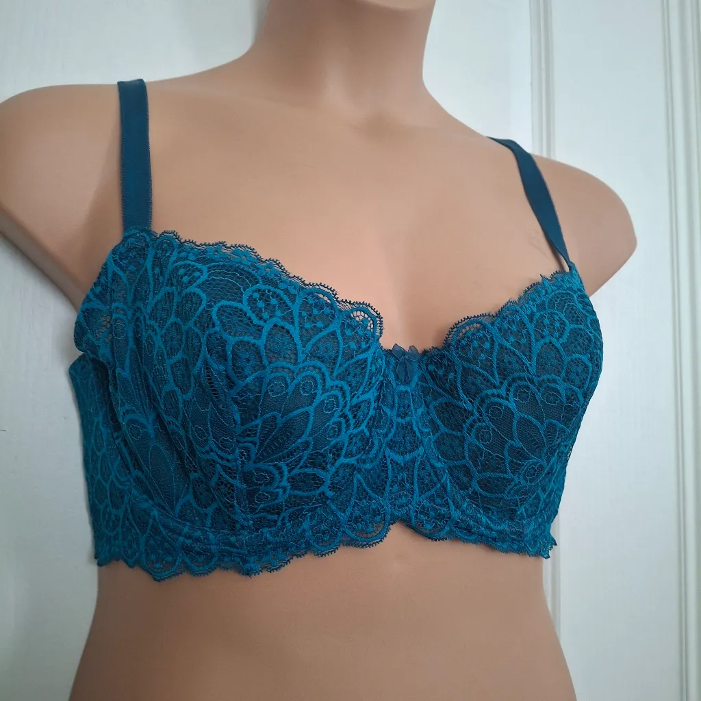 Torrid Curve 38DD Elegant Teal Lace Bra Blue Size 38 E / DD - Image 4