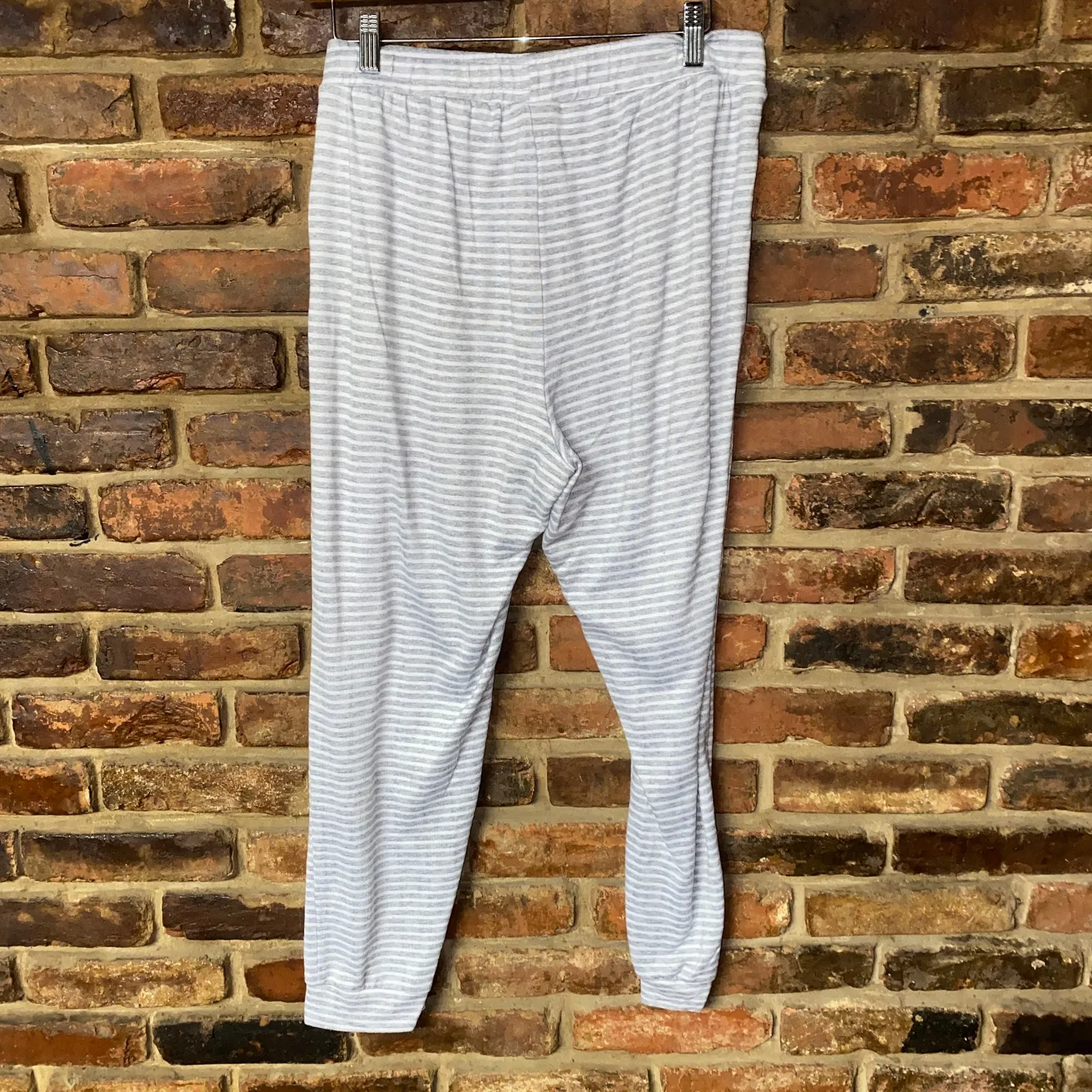 Tahari Gray & White Striped Knit Sleepwear Pajama Pants Women's Size Large - Image 4