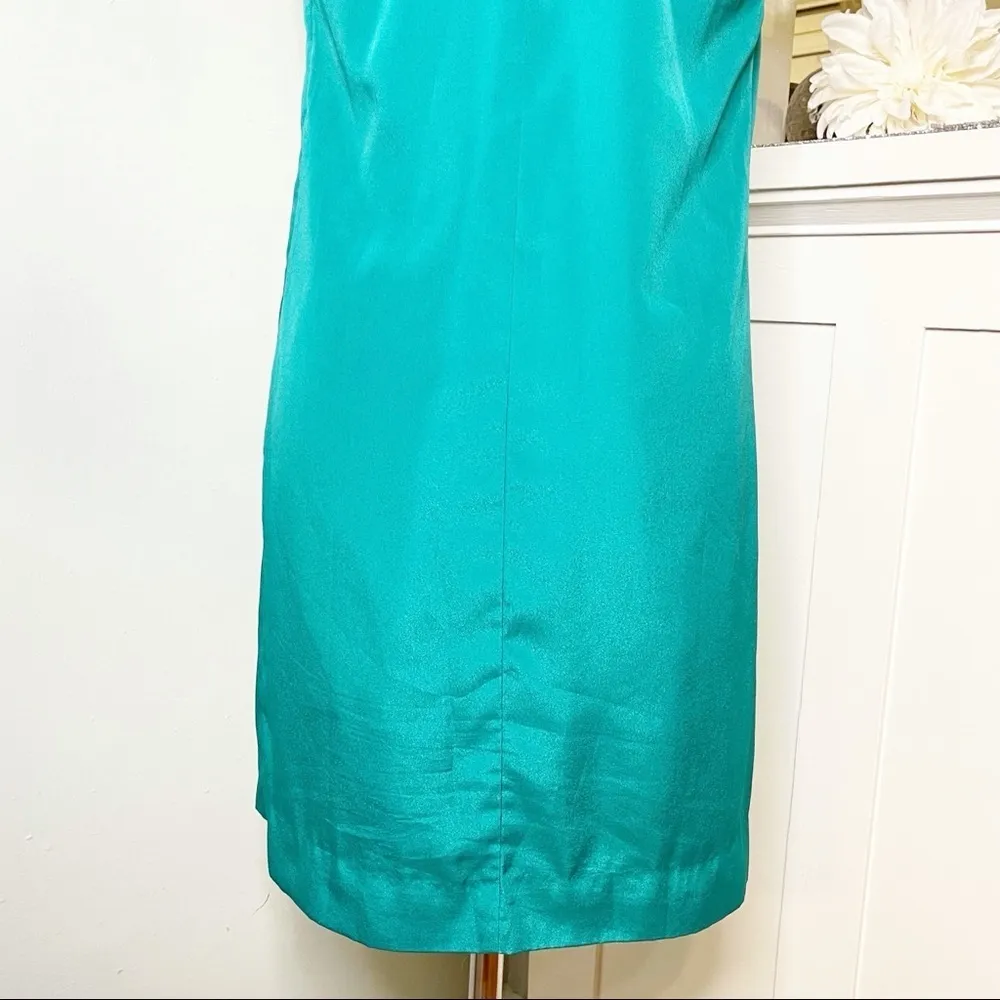 J. Crew Satin Twist Back Tank Dress Sundress Teal Green Size 2 or XS - Image 7