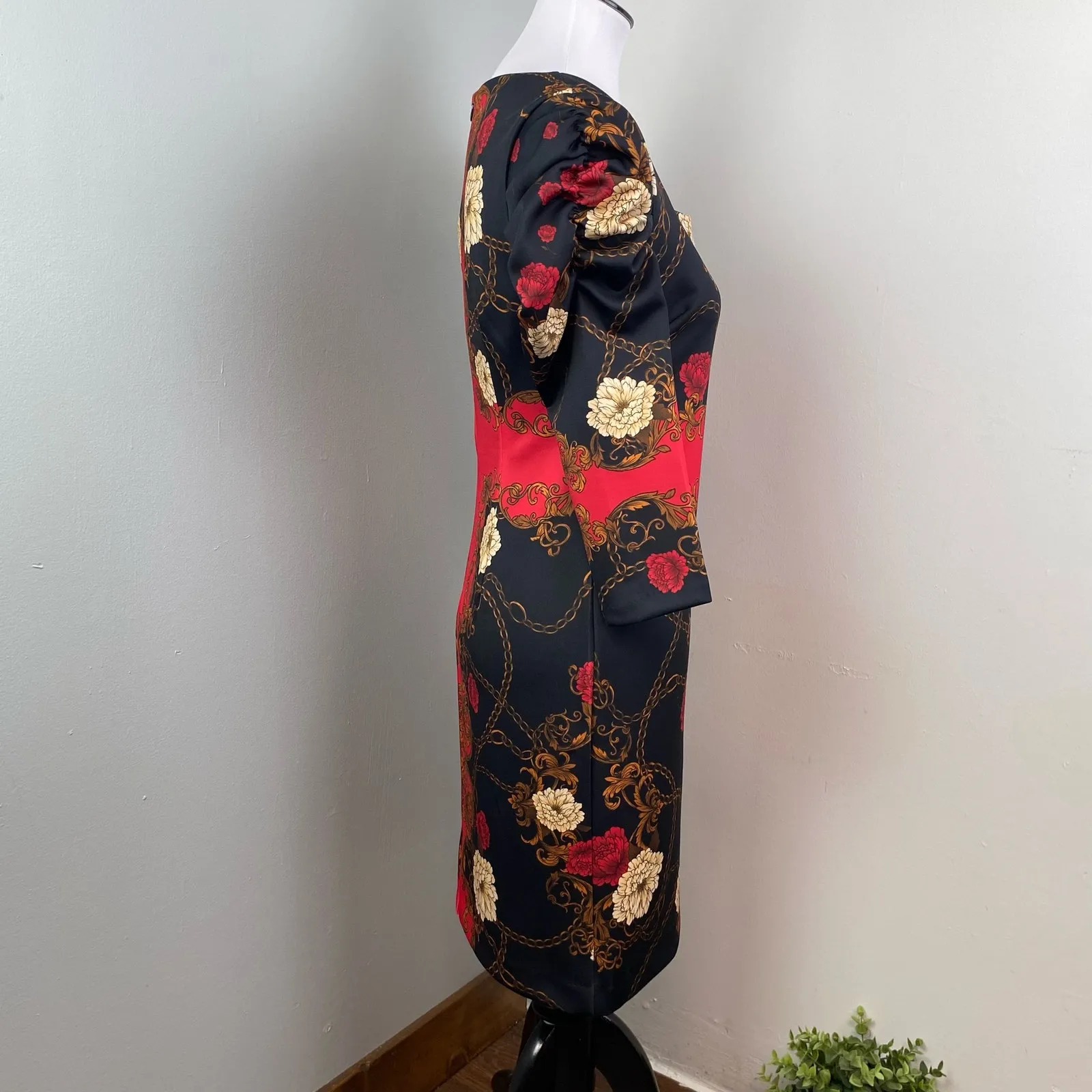 Alexia Admor Elizabeth Floral Sheath Dress Size 4 Puff Long Sleeve - Image 6