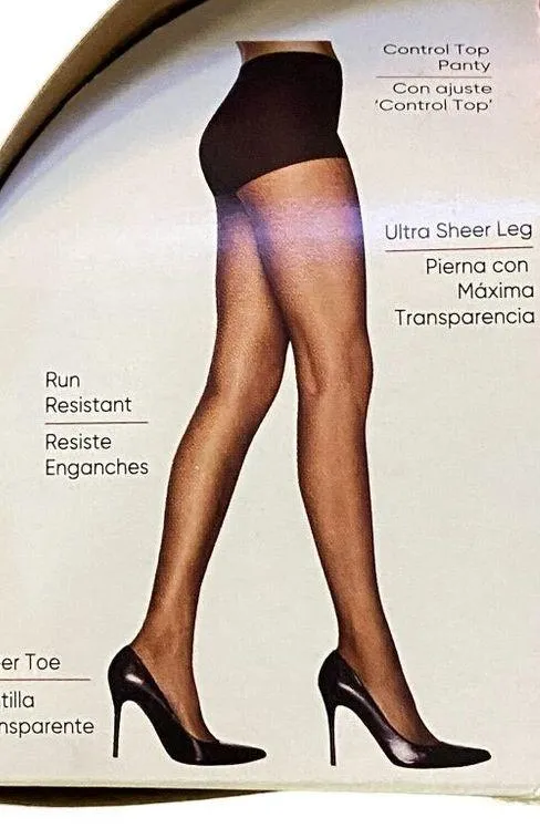 Leggs Pantyhose NEW 98066 Black Mist Womens B Control Top Sheer Toe - Image 5