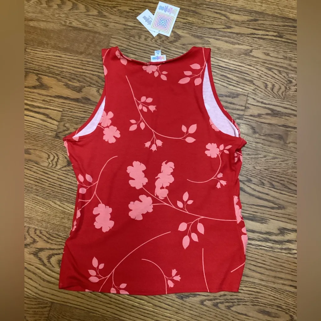 Lularoe. Ribbed cotton tank. Red floral. XL. - Image 2