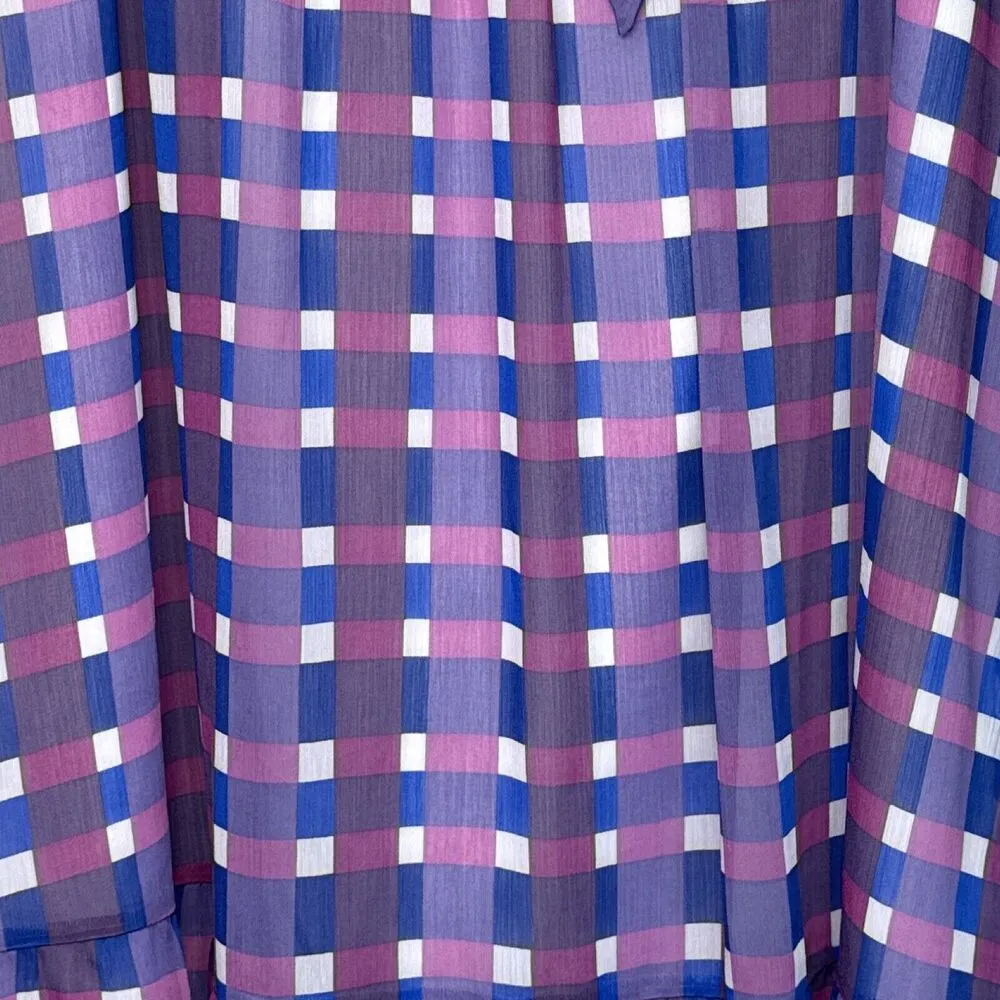Ann Taylor Skirt Womens 10 Blue Purple Plaid Peasant Skirt Midi Boho Cottagecore - Image 4
