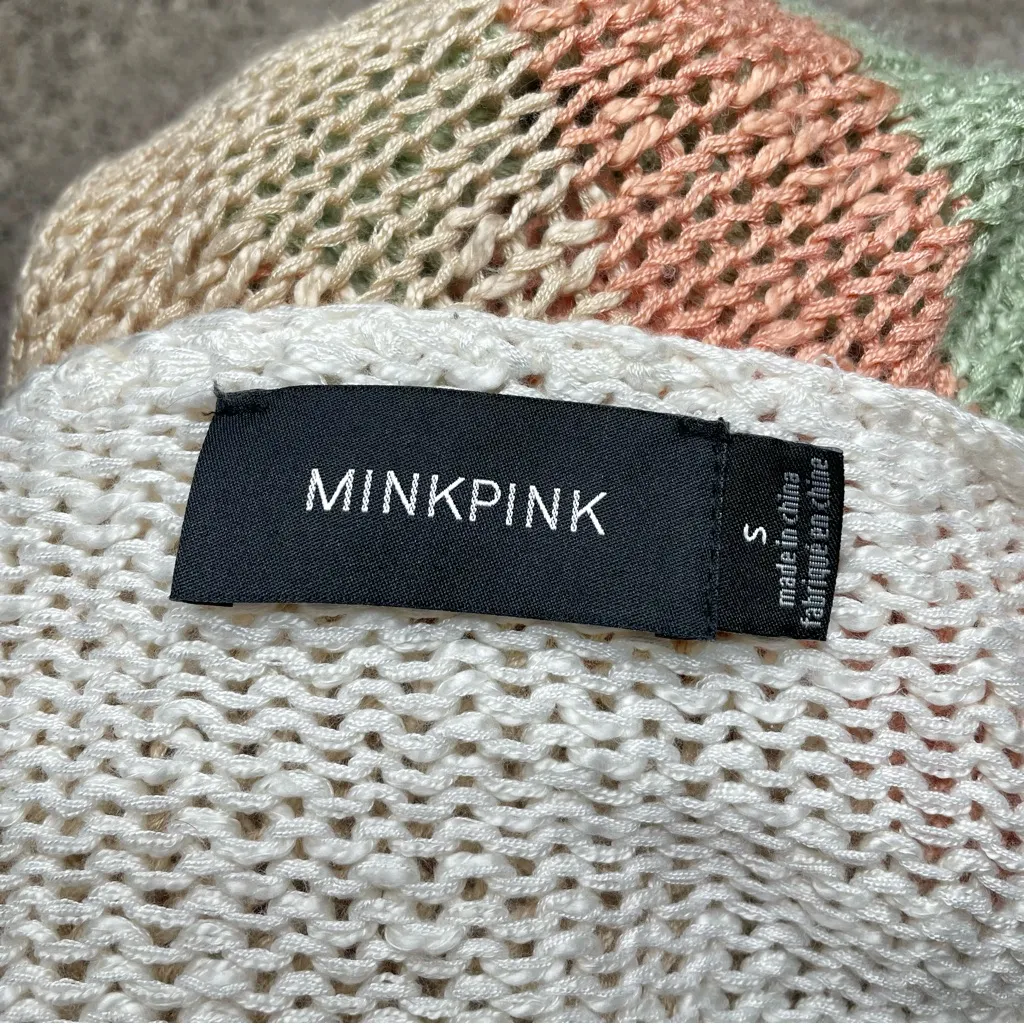 Minkpink Simone Multicolor Striped Colorblock Knit Sweater Small Fall Winter - Image 5