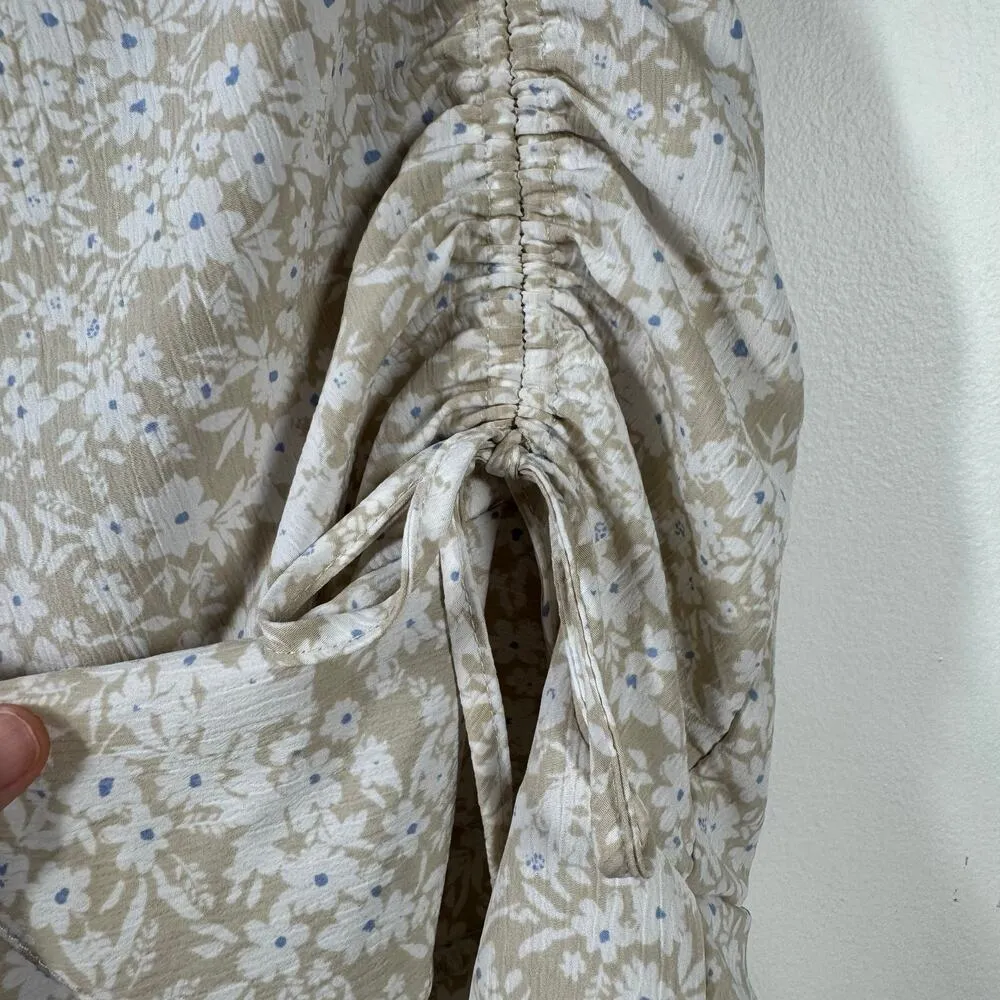 By Together Skirt Women S Tan White Ditsy Floral Ruffle Tie Detail Cottage Prep - Image 4