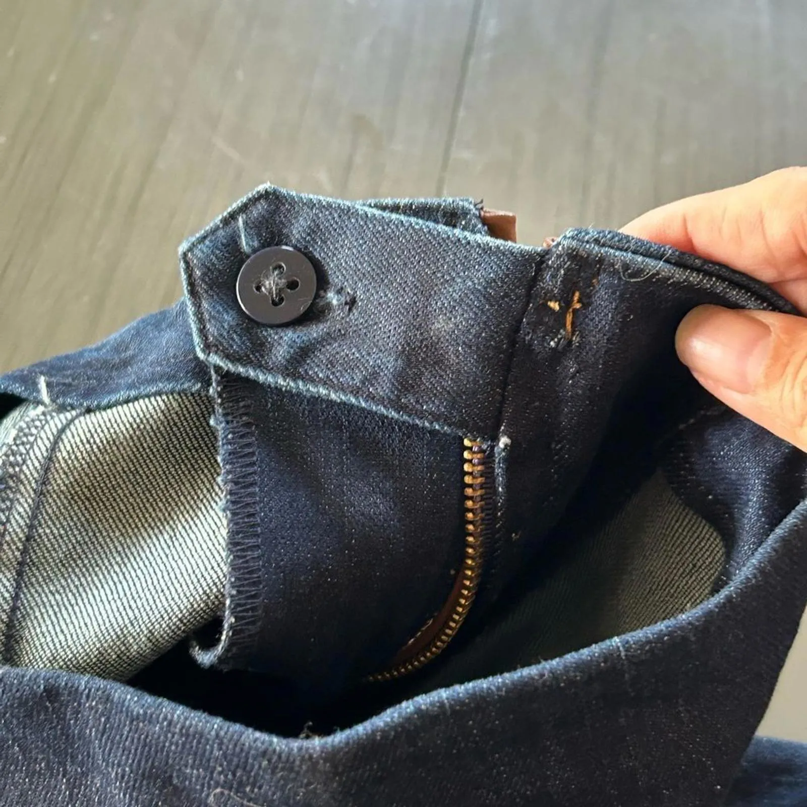 Lauren Ralph Lauren Denim Skirt Sz 2 Leather Trim Pencil Fitted - Image 4