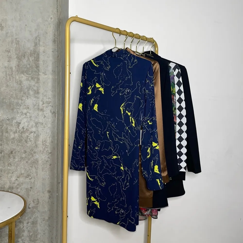 Aritzia Babaton Macon Navy Neon Abstract Crepe Wrap Jacket - Image 11