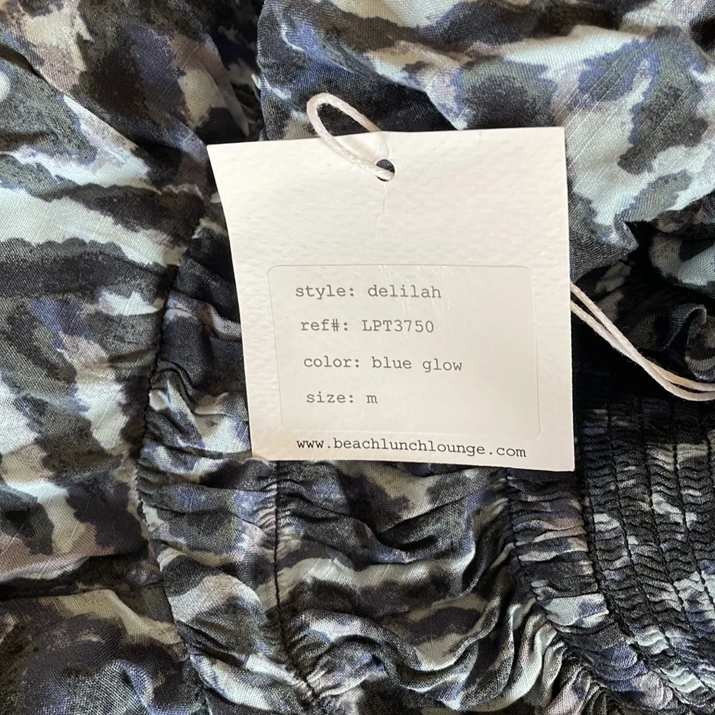 Beach Lunch Lounge Collection Delilah Printed Slub Top for Women in Blue - Image 7