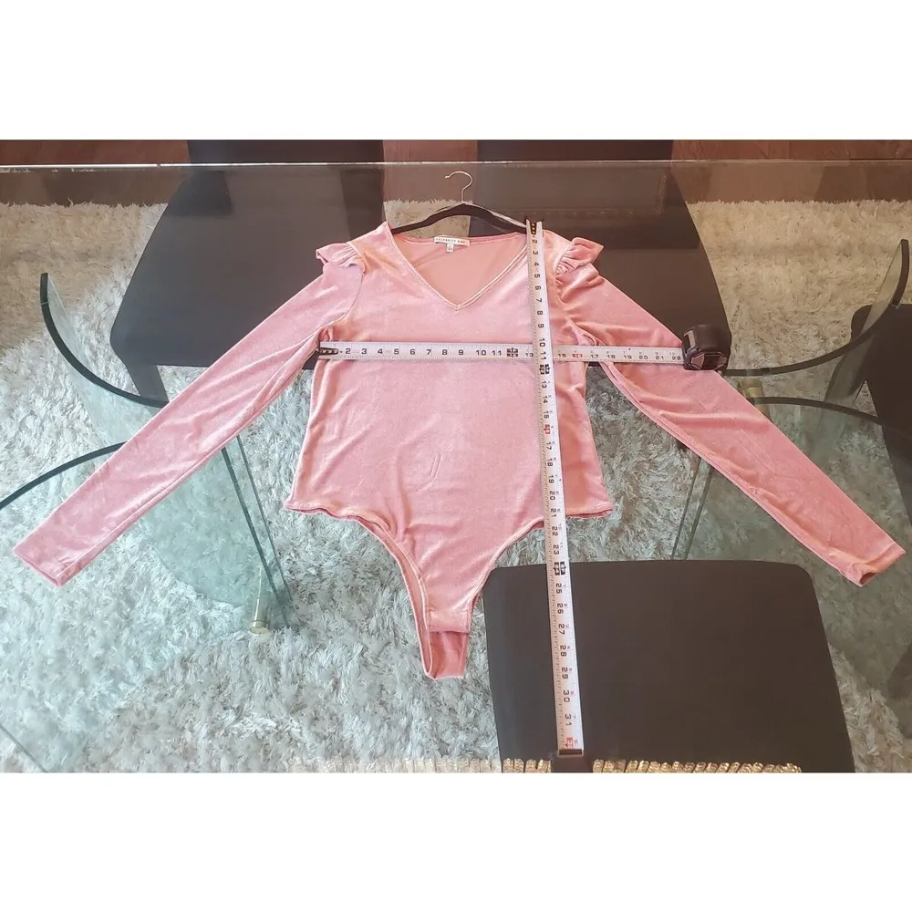 Celebrity Pink Womens Solid Polyester V-Neck Long Sleeve Casual Top Blouse Large - Image 7