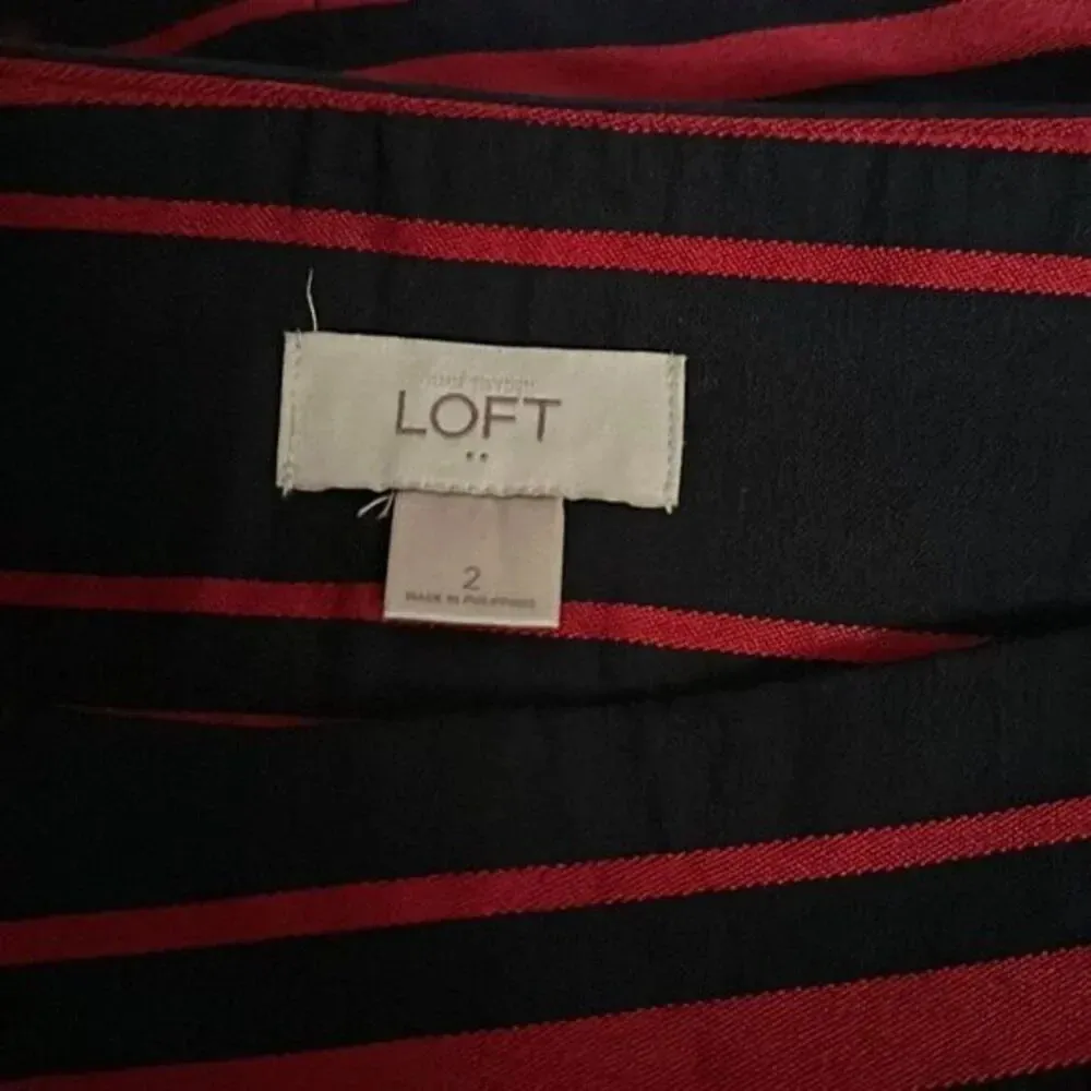 LOFT Striped Mini Skirt Size 2 Navy Blue Red Pencil Skirt - Image 5