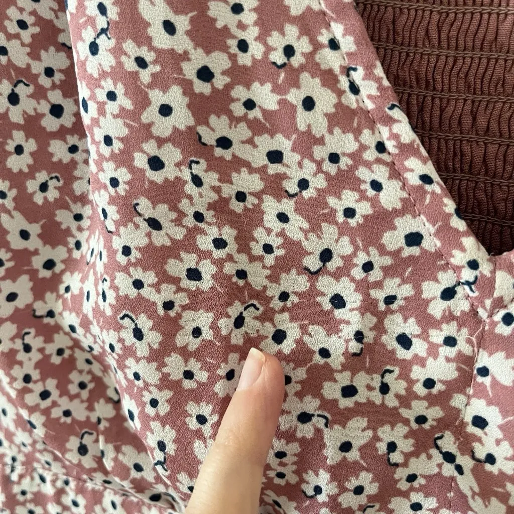 Abercrombie & Fitch Angel Sleeves Smocked Mimosa Dress M Ditsy Floral Short Boho - Image 7