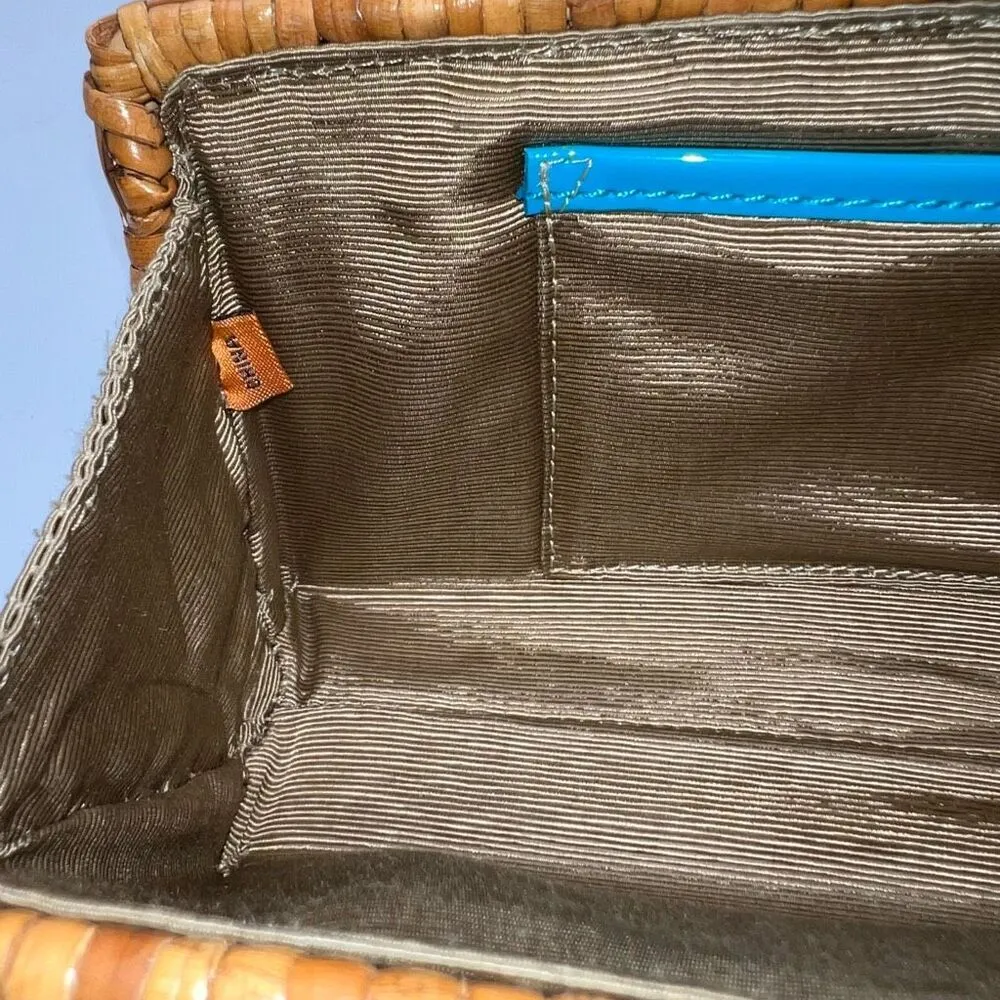 Tory Burch Patent Leather and Wicker Snap Closure Clutch Bag **see photos and de - Image 11