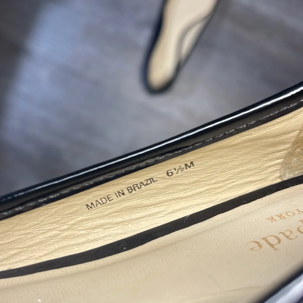 Kate‎ Spade Women's Black Patent Leather Ballet Brazil Flats Size 6.5 - Image 3
