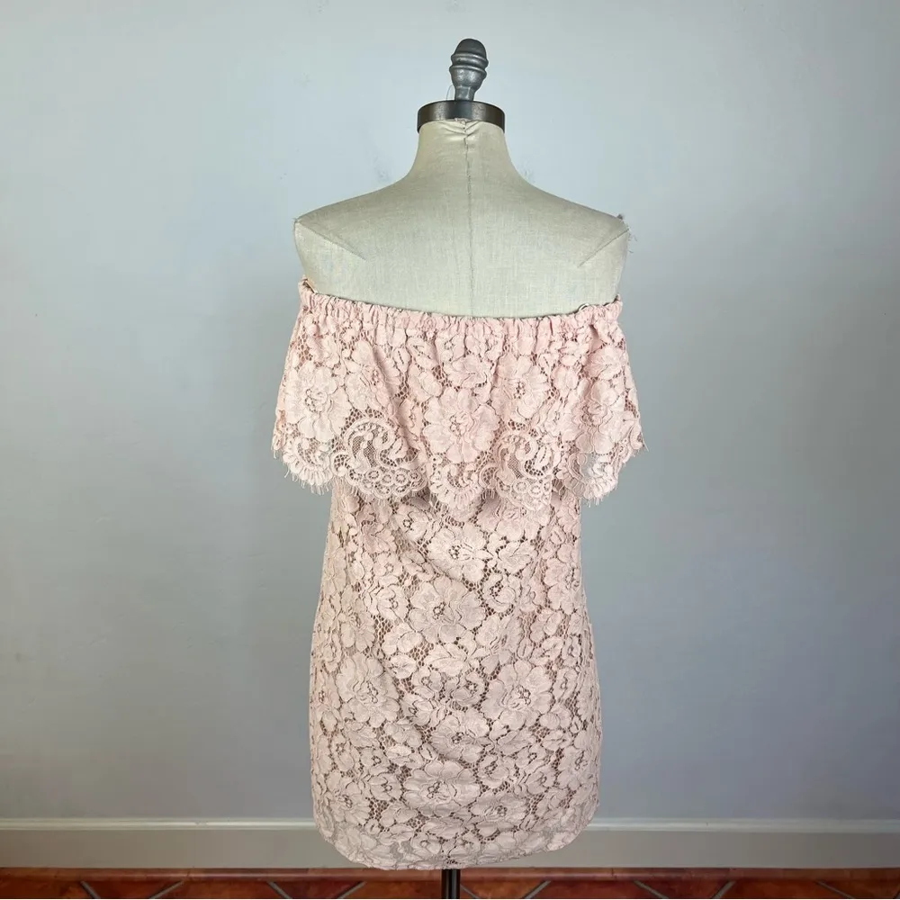 WAYF Blush Lace Off Shoulder Mini Dress - Image 6