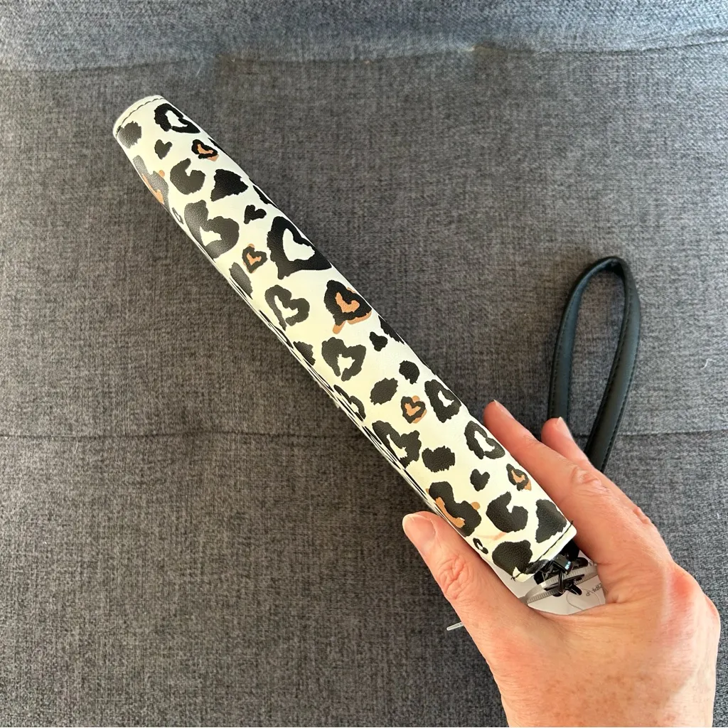 Betsey Johnson Leopard Heart Zip Around Wallet / Wristlet, Cream, Black, Tan - Image 10