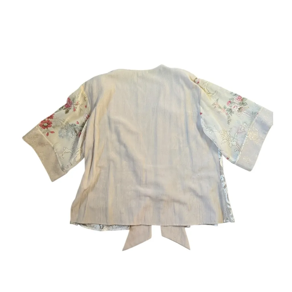 Vintage Y2K Spencer Alexis Kimono Style Cardigan Lace Jacquard Cottagecore Tan Size L - Image 2